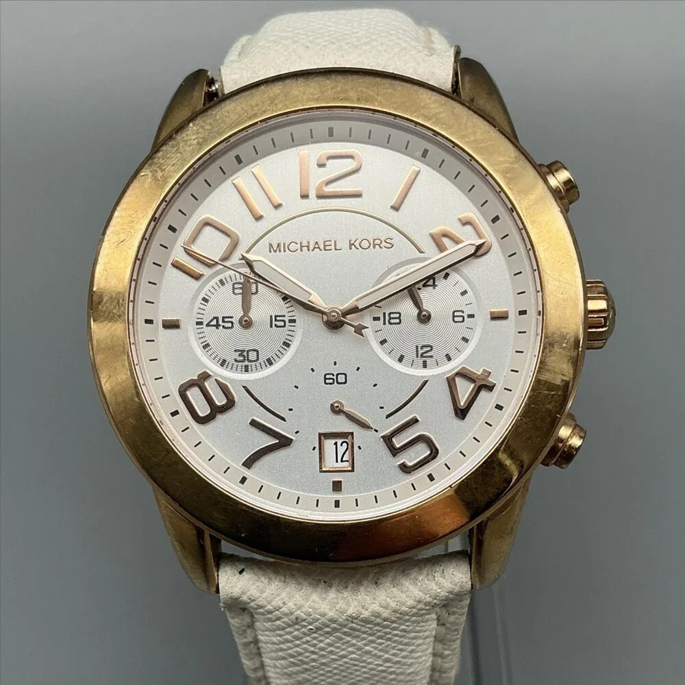 Michael Kors Mercer MK-2289 Womens Watch 41mm Rose Gold Tone New Battery